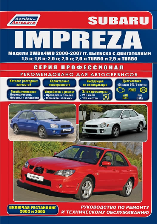 Subaru Impreza 2000-2007 г.в. Руководство по ремонту, техническому обслуживанию и эксплуатации Subaru Impreza.