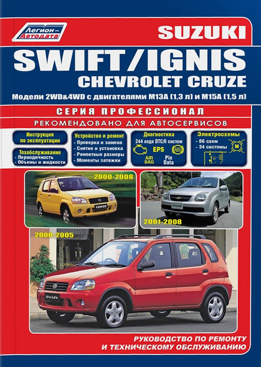 Suzuki Swift, Suzuki Ignis, Chevrolet Cruze 2000-2008 г.в. Руководство по ремонту, эксплуатации и техническому обслуживанию.
