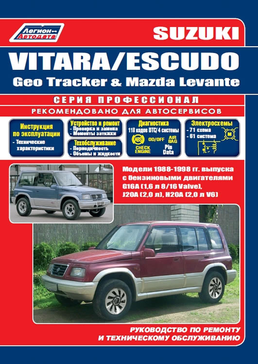 Suzuki Vitara / Escudo /  Geo Tracker, Mazda Levante 1988-1998 г.в. Руководство по ремонту, эксплуатации и техническому обслуживанию.