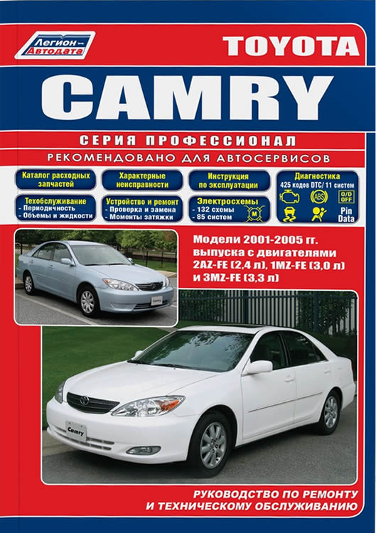 Toyota Camry 2001-2005 г.в. Руководство по ремонту, эксплуатации и техническому обслуживанию.