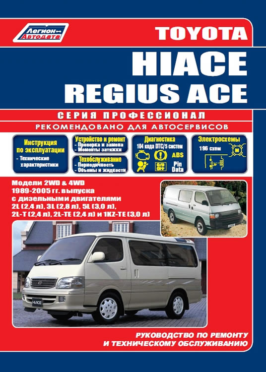 Toyota Hiace и Toyota Regius Ace 1989-2005 г.в. Руководство по ремонту, обслуживанию и эксплуатации Toyota Hiace / Regius Аce.