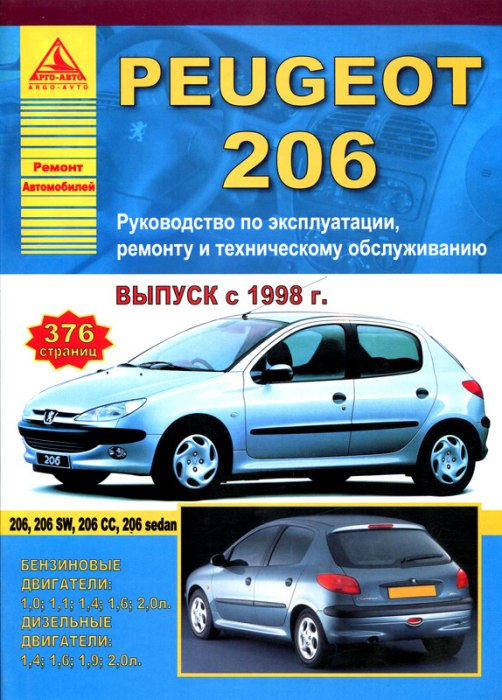 Peugeot 206 / 206 SW / 206 CC / 206 sedan с 1998 г.в. Руководство по ремонту, эксплуатации и техническому обслуживанию.