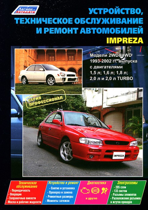 Subaru Impreza 1993-2002 г.в. Руководство по ремонту, эксплуатации и техническому обслуживанию.