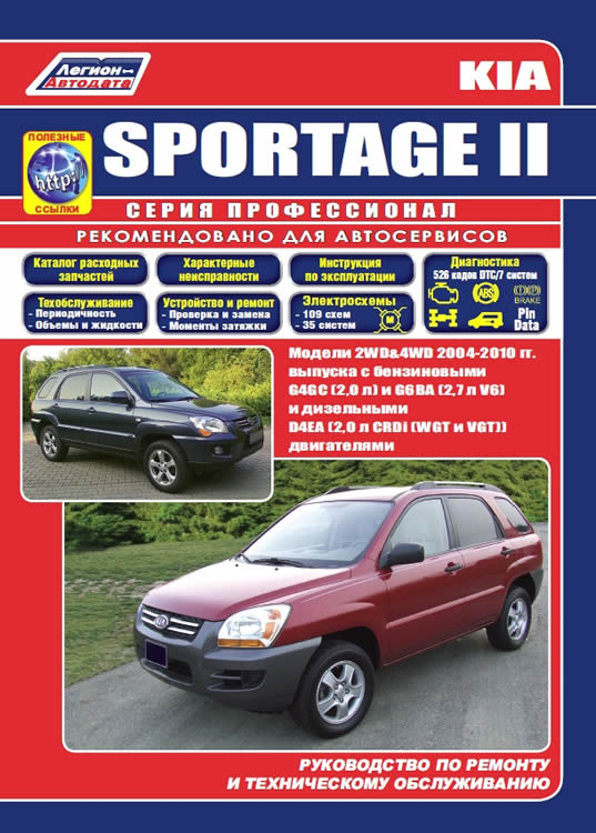 Руководство по ремонту и техническому обслуживанию Kia Sportage 2004-2010 г.в.